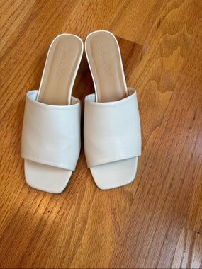 Splendid White Slide Mules with Wide Cuff